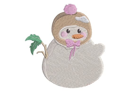 Cute Snowman with Pink Hat and Bow Design Review